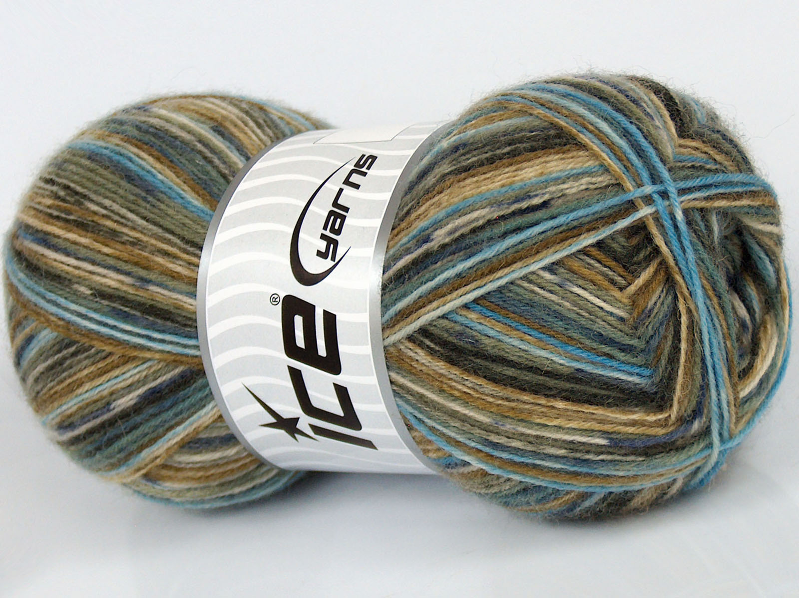 Lot of 4 x 100gr Skeins Ice Yarns MULTICOLOR SOCK (75% Superwash Wool) Yarn Blue Cream Green Shades - photo 2