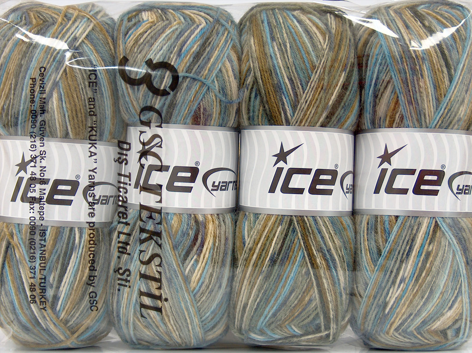 Lot of 4 x 100gr Skeins Ice Yarns MULTICOLOR SOCK (75% Superwash Wool) Yarn Blue Cream Green Shades - photo 4