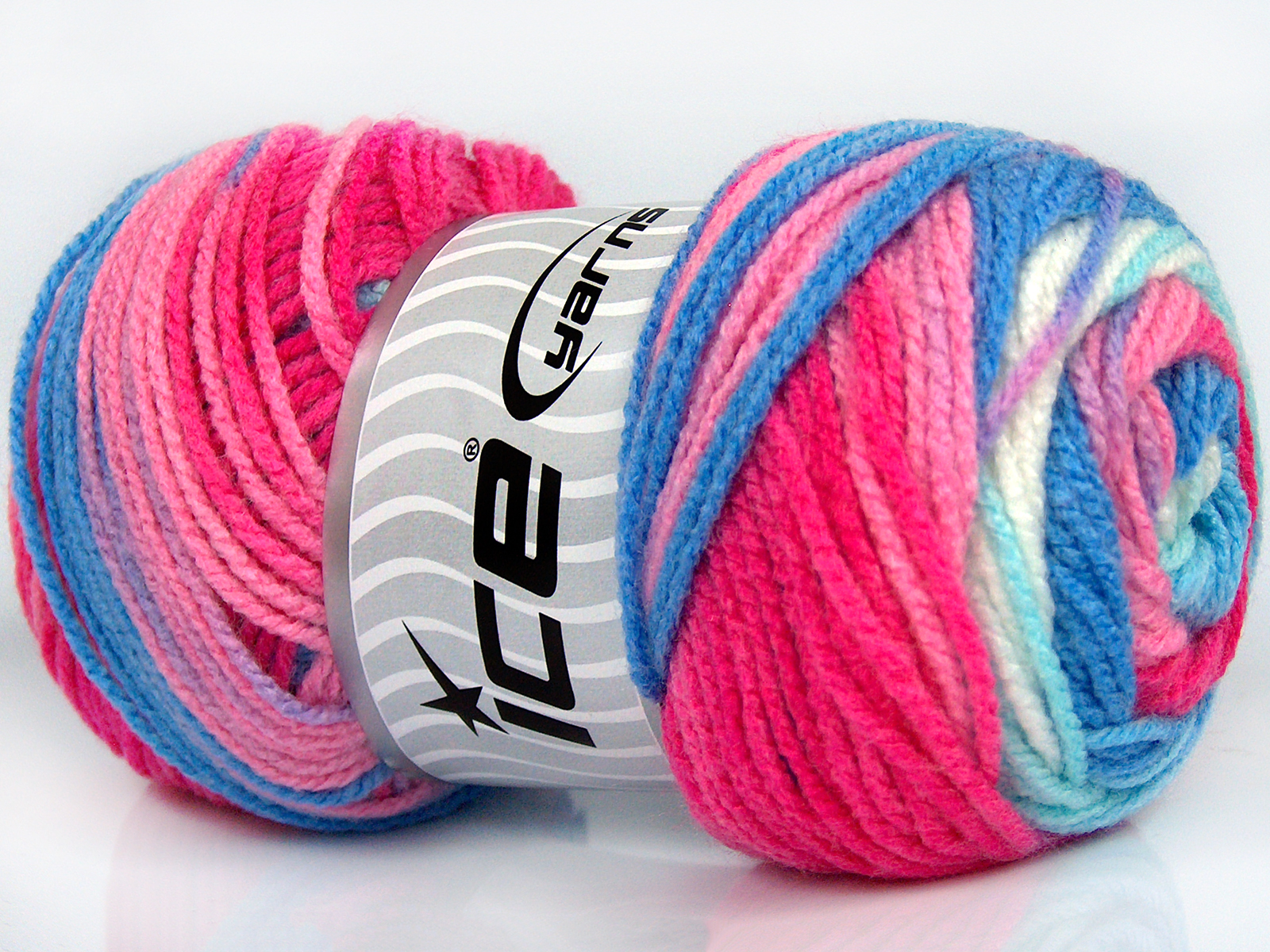 Lot of 4 x 100gr Skeins Ice Yarns AMBIANCE Yarn Pink Shades Blue Shades White - photo 2