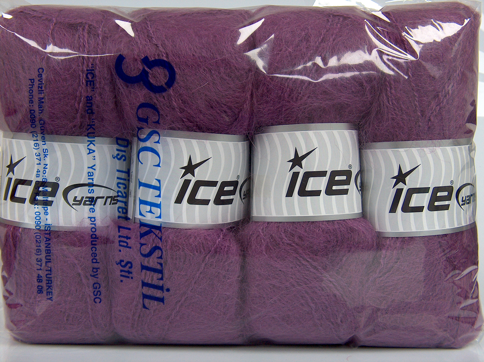 Lot of 4 x 100gr Skeins Ice Yarns MOHAIR CLASSIC (30% Mohair25% Wool) Yarn Dark Orchid - photo 4