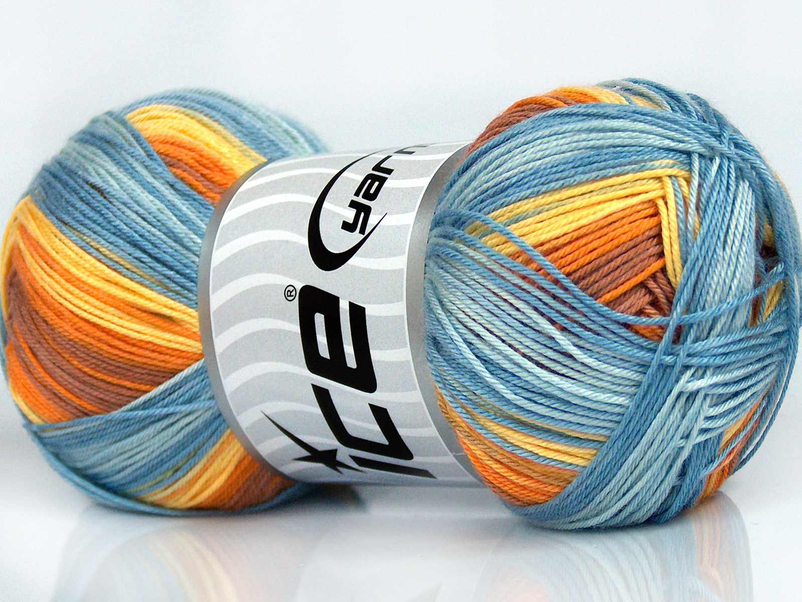 Lot of 4 x 100gr Skeins Ice Yarns BISCUIT Yarn Blue Shades Yellow Gold Camel - photo 2