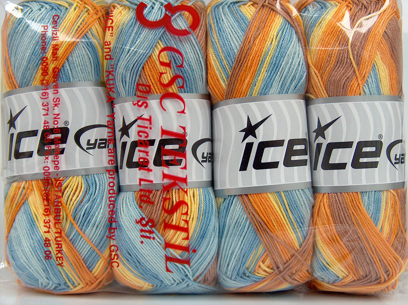 Lot of 4 x 100gr Skeins Ice Yarns BISCUIT Yarn Blue Shades Yellow Gold Camel - photo 4