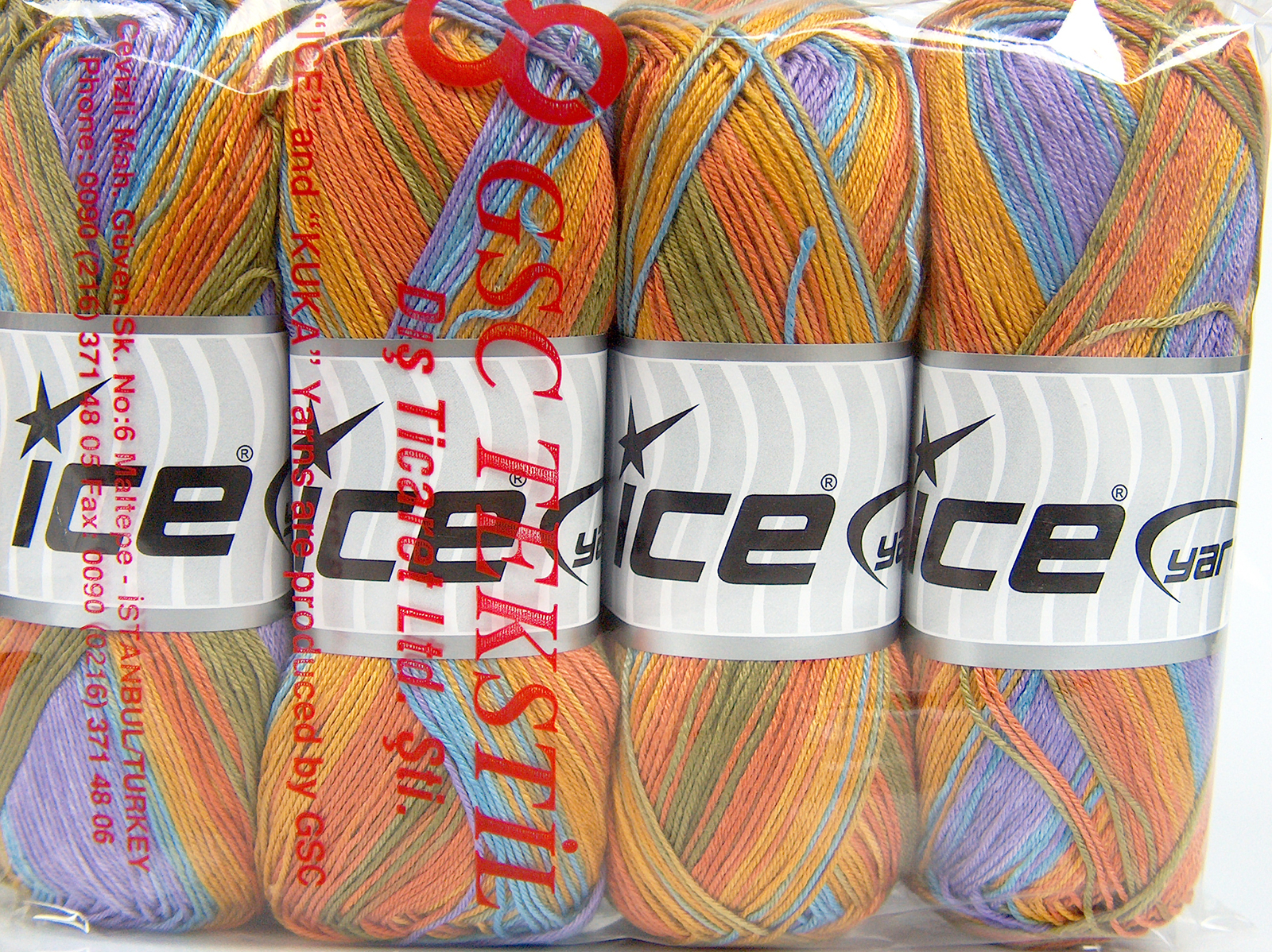 Lot of 4 x 100gr Skeins Ice Yarns BISCUIT Yarn Lilac Blue Gold Shades Lilac - photo 4