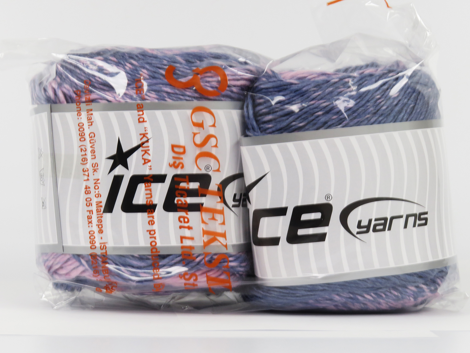 Lot of 2 x 150gr Skeins Ice Yarns CAKES CAMARO (50% Wool) Yarn Bluish Lilac Pink - photo 4