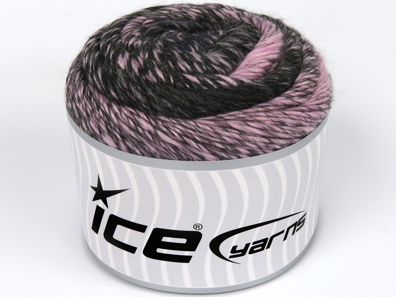 Lot of 2 x 150gr Skeins Ice Yarns CAKES CAMARO (50% Wool) Yarn Pink Dark Grey - photo 2