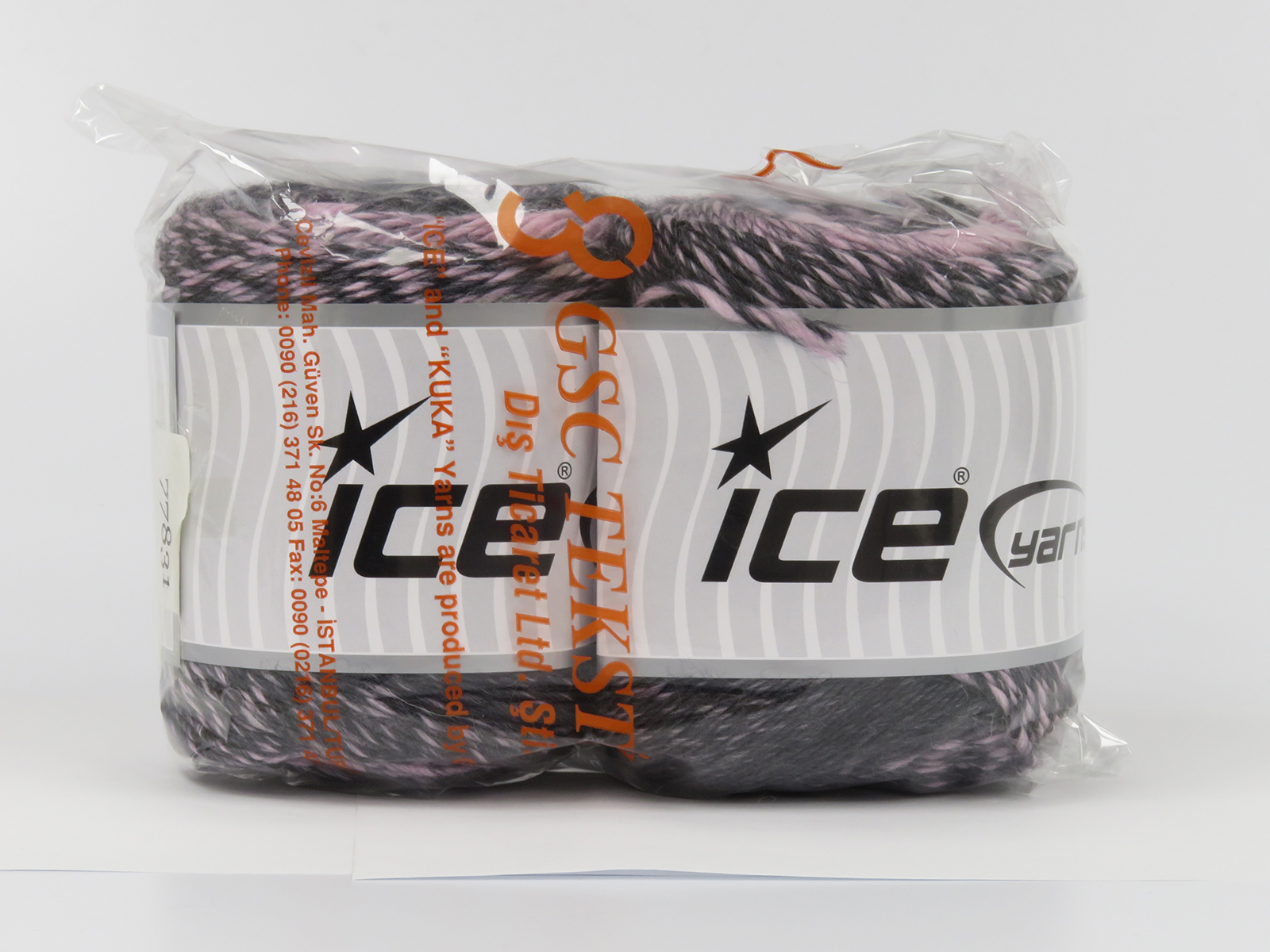 Lot of 2 x 150gr Skeins Ice Yarns CAKES CAMARO (50% Wool) Yarn Pink Dark Grey - photo 4