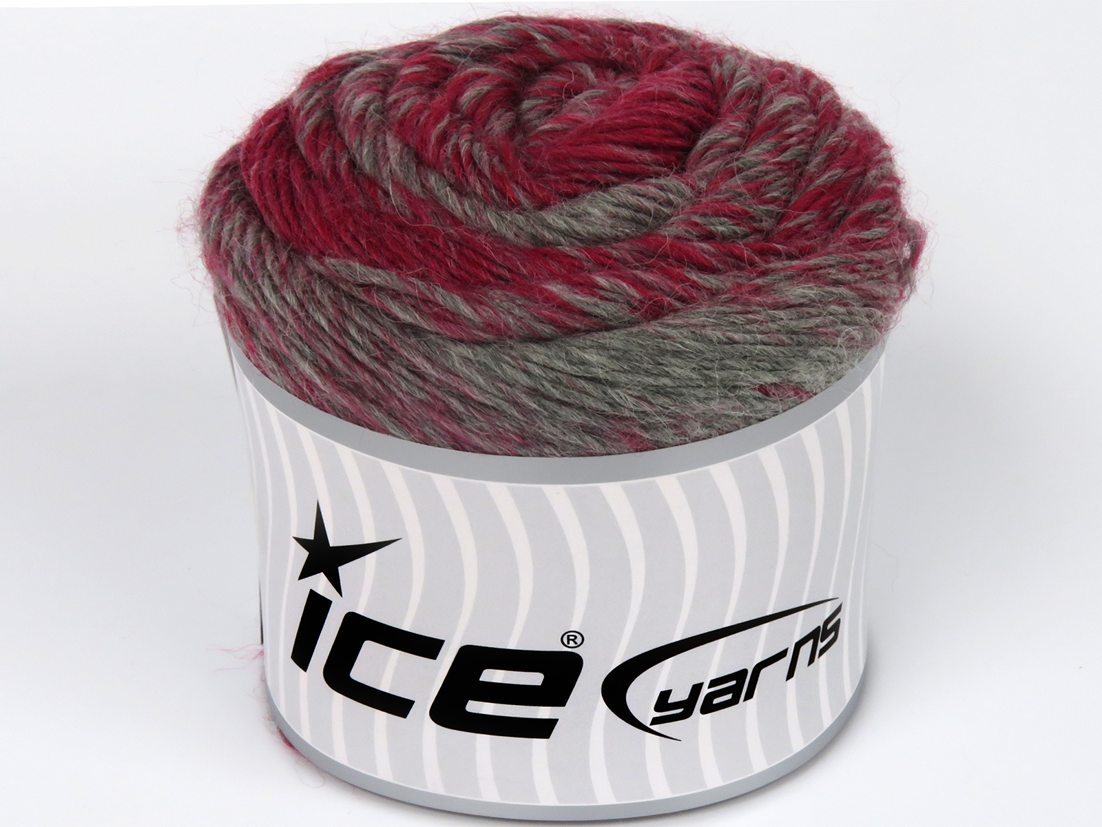 Lot of 2 x 150gr Skeins Ice Yarns CAKES CAMARO (50% Wool) Yarn Red Light Grey - photo 2