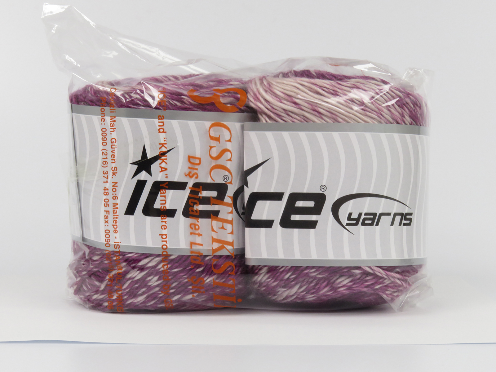 Lot of 2 x 150gr Skeins Ice Yarns CAKES CAMARO (50% Wool) Yarn Fuchsia Cream - photo 4