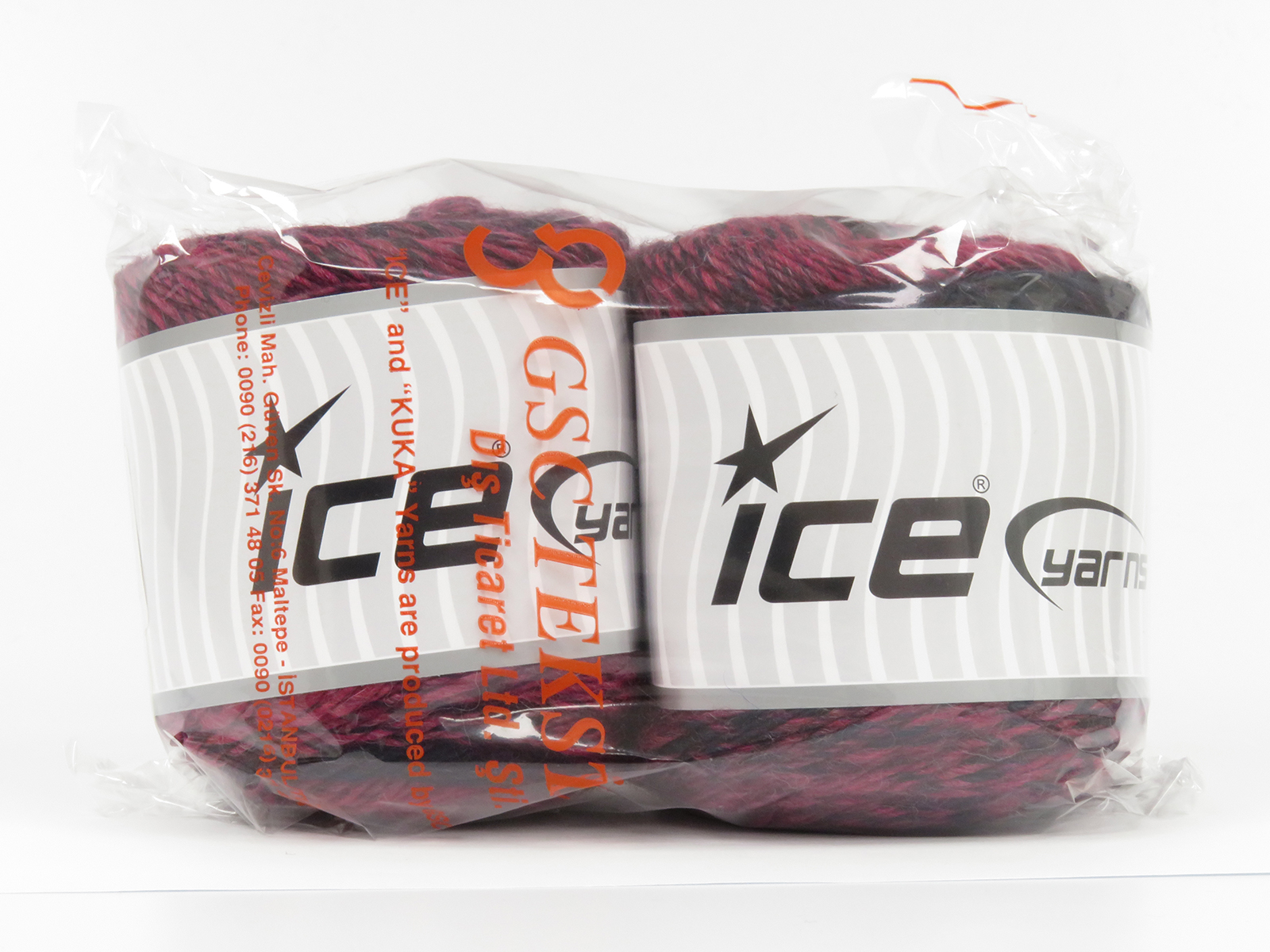 Lot of 2 x 150gr Skeins Ice Yarns CAKES CAMARO (50% Wool) Yarn Burgundy Dark Navy - photo 4