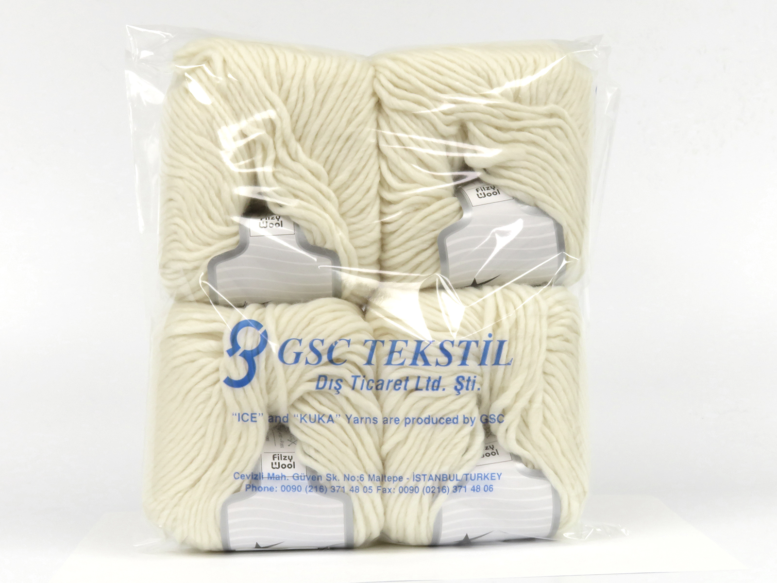 Lot of 4 x 100gr Skeins Ice Yarns FILZY WOOL (100% Wool) Yarn Light Cream - photo 4