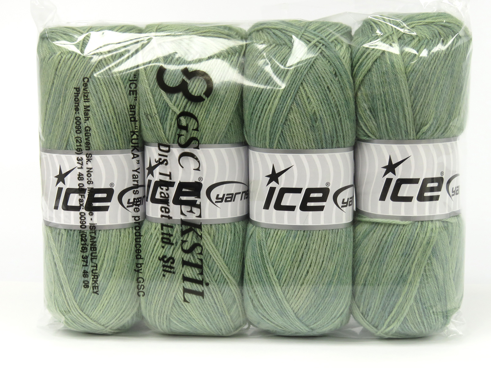 Lot of 4 x 100gr Skeins Ice Yarns MULTICOLOR SOCK (75% Superwash Wool) Yarn Green Shades - photo 4