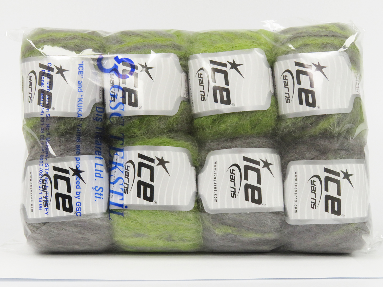 Lot of 8 Skeins Ice Yarns KID MOHAIR ALPACA COLOR (41% Alpaca Superfine41% Kid Mohair) Yarn Green Shades Grey Shades - photo 4