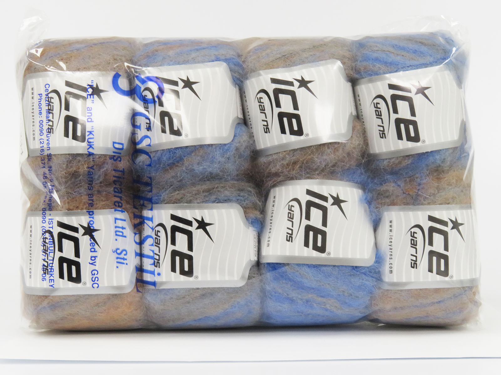 Lot of 8 Skeins Ice Yarns KID MOHAIR ALPACA COLOR (41% Alpaca Superfine41% Kid Mohair) Yarn Saxe Blue Orange Beige Camel Grey - photo 4