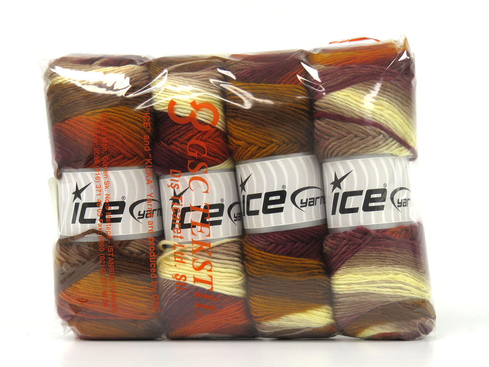 Lot of 4 x 100gr Skeins Ice Yarns RAINBOW Yarn Brown Shades Cream - photo 4