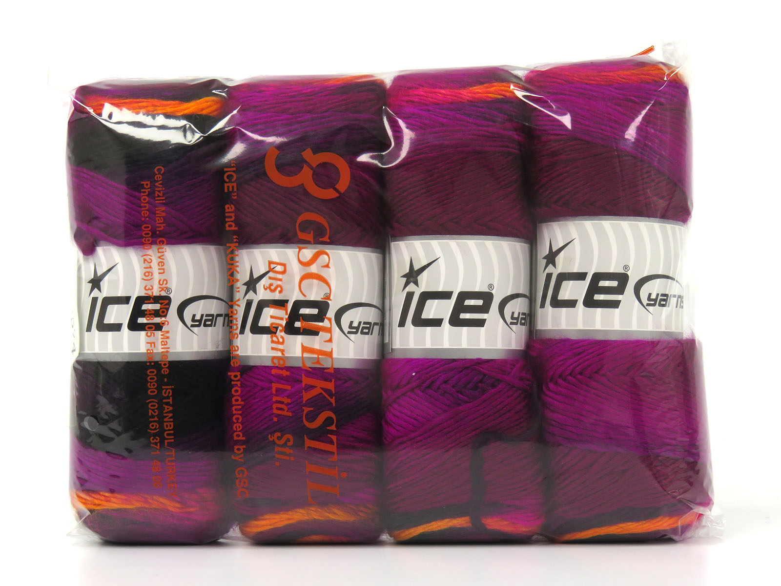 Lot of 4 x 100gr Skeins Ice Yarns RAINBOW Yarn Purple Shades Gold - photo 4