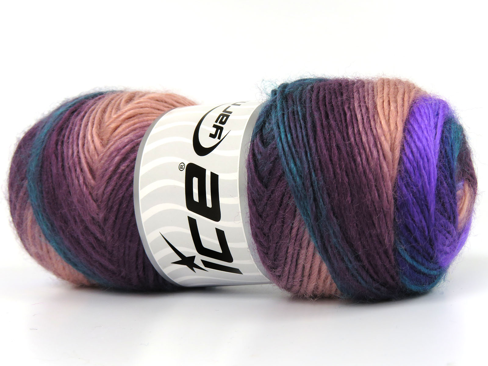Lot of 4 x 100gr Skeins Ice Yarns RAINBOW Yarn Purple Shades Green Salmon - photo 2