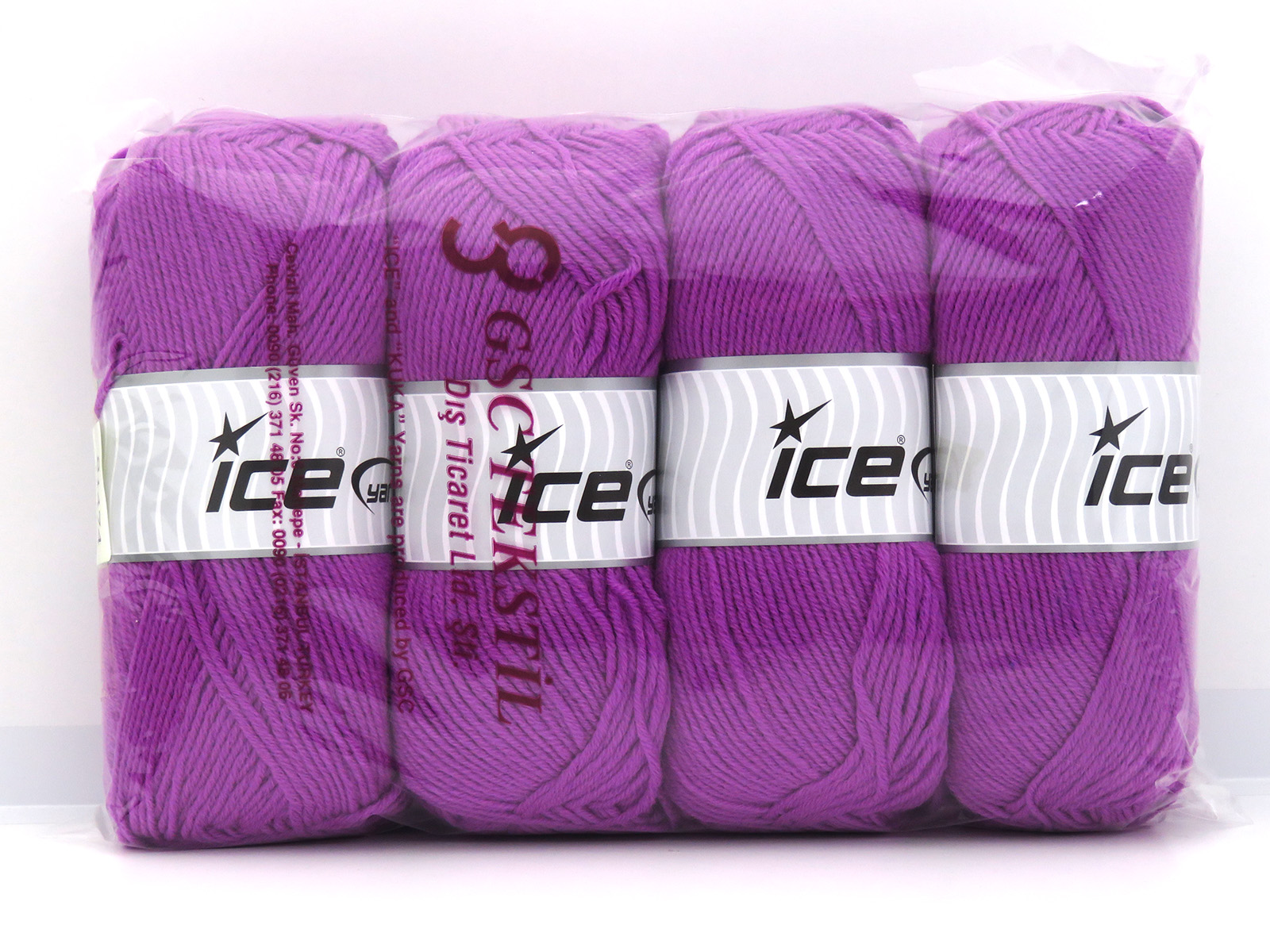 Lot of 4 x 100gr Skeins Ice Yarns FAVOURITE WOOL (50% Wool) Yarn Fuchsia - photo 4