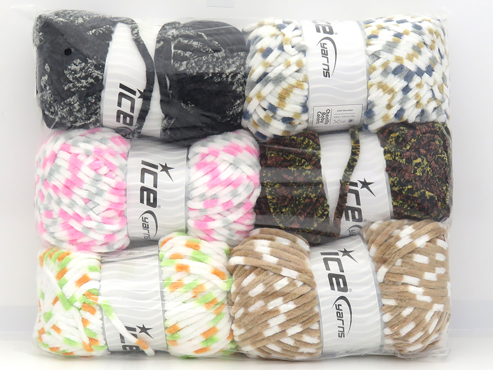 Mixed Lot Chenille Baby Colors Yarns
