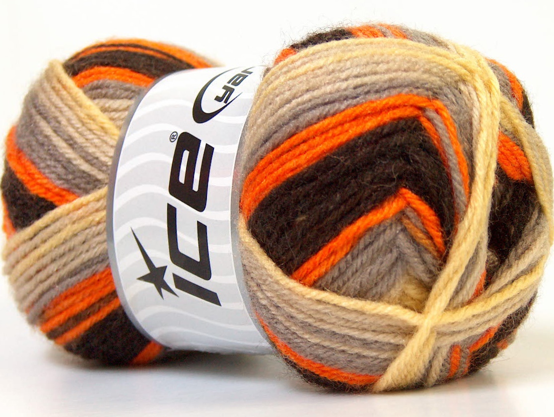 Baby Wool Print Sarı Turuncu Gri Kahverengi