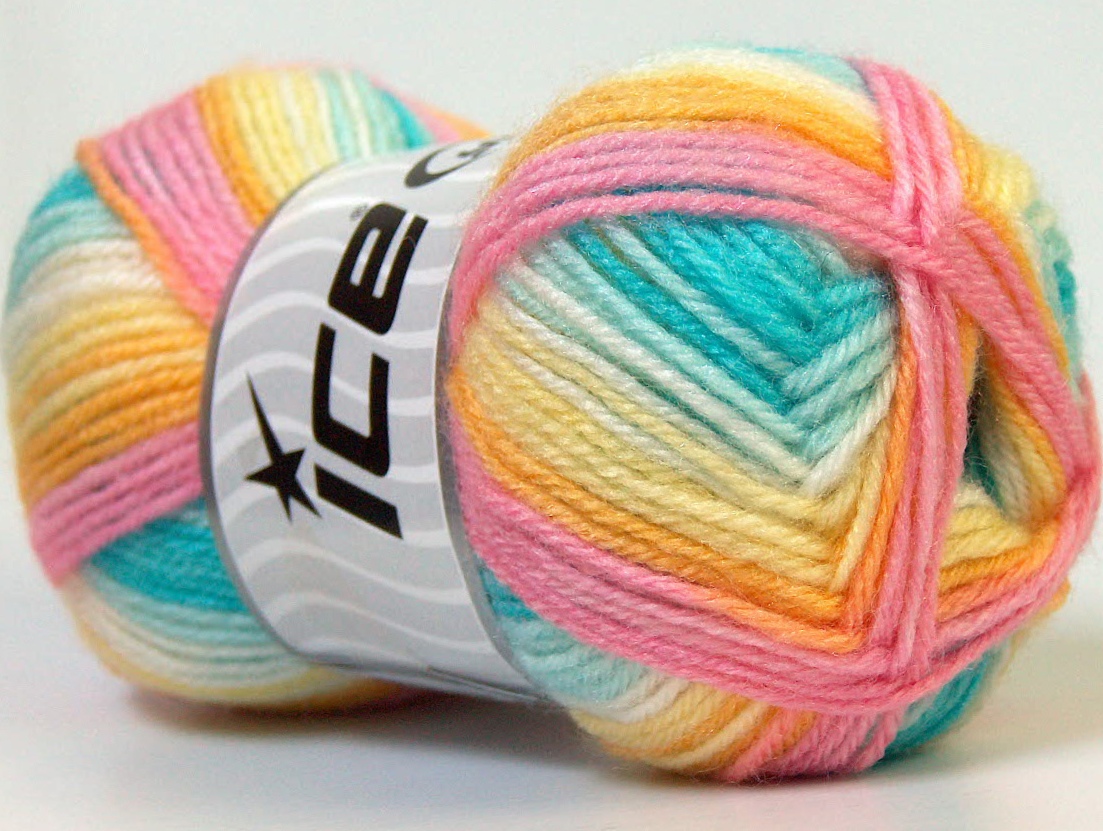 Baby Wool Print Sarı Beyaz Turkuaz Pembe