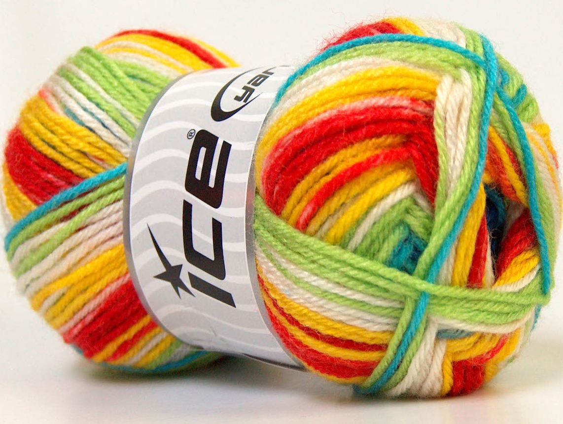 Baby Wool Print Sarı Beyaz Turkuaz Kırmızı Yeşil