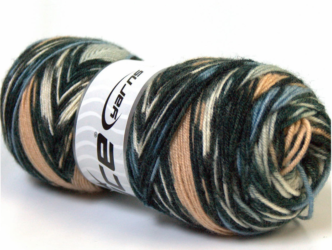 Lot of 4 x 100gr Skeins ICE BONITO ETHNIC (50% Wool) Yarn Black Blue White Grey - photo 2