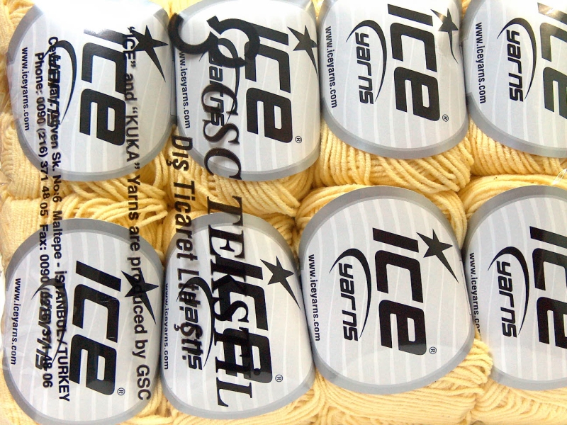 Lot of 8 Skeins ICE ALARA (50%Cotton) Hand Knitting Yarn Baby Yellow - photo 4