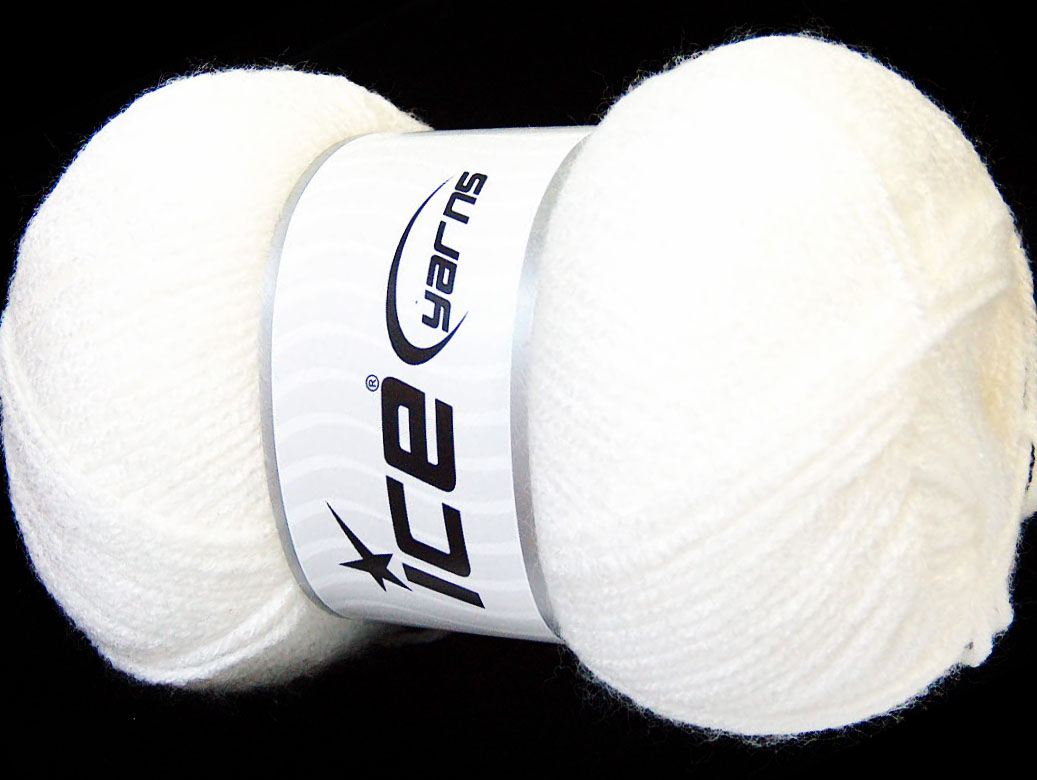 Lot of 4 x 100gr Skeins ICE SUPER BABY Hand Knitting Yarn White
