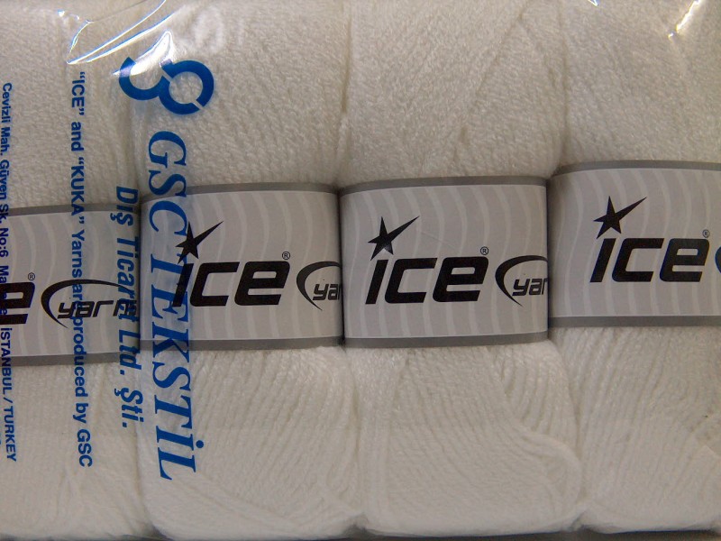 Lot of 4 x 100gr Skeins ICE SUPER BABY Hand Knitting Yarn White - photo 4