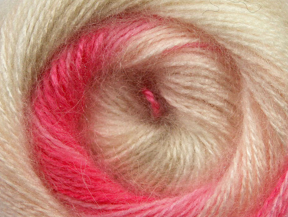 Lot of 4 x 100gr Skeins ICE ANGORA ACTIVE (25% Angora) Yarn Pink Shades White - photo 2