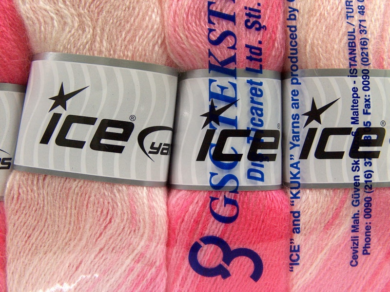 Lot of 4 x 100gr Skeins ICE ANGORA ACTIVE (25% Angora) Yarn Pink Shades White - photo 4