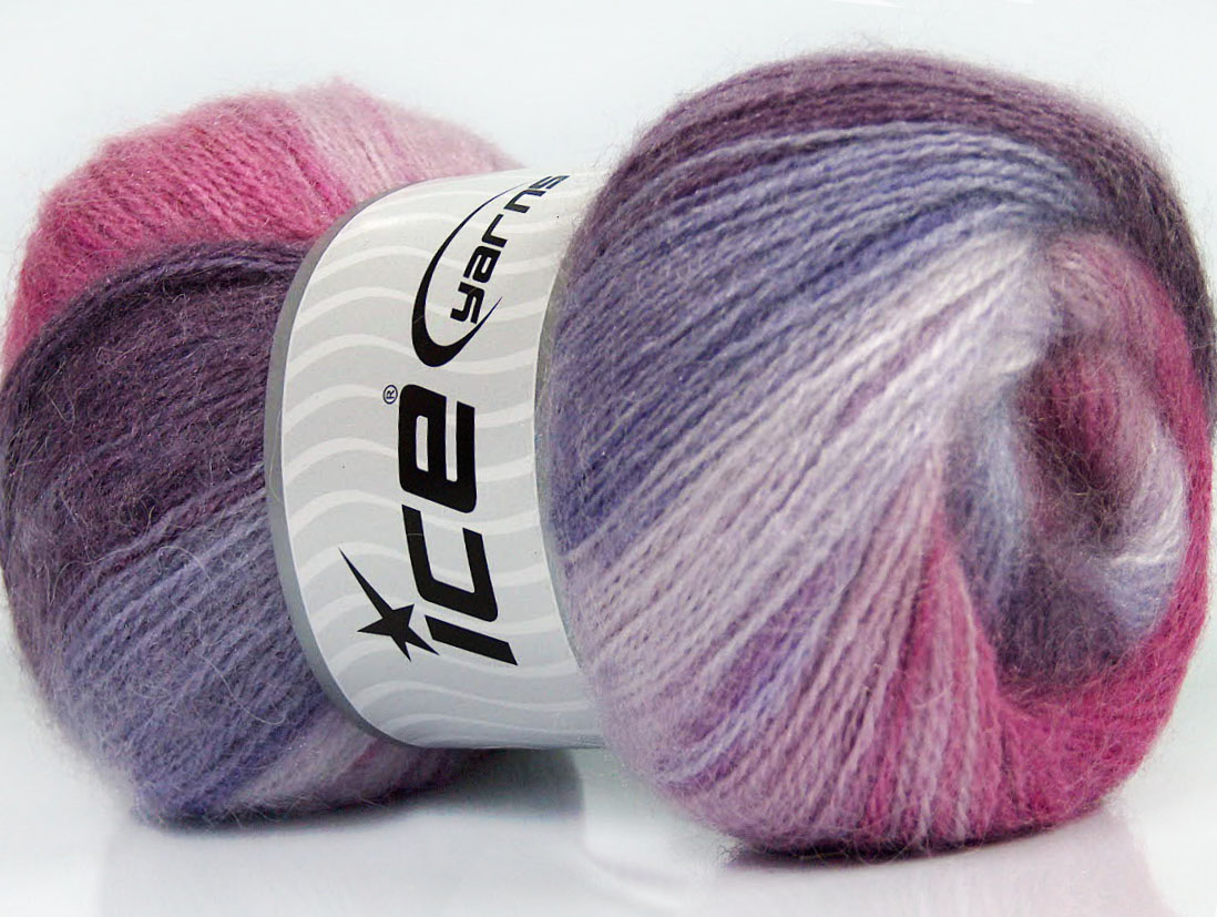 Lot of 4 x 100gr Skeins ICE ANGORA ACTIVE (25% Angora) Yarn Lilac Shades Pink Shades - photo 2