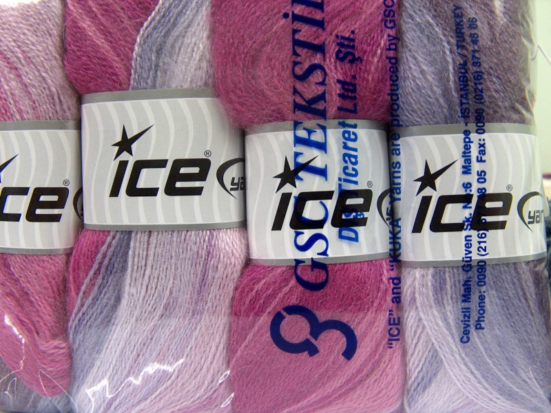 Lot of 4 x 100gr Skeins ICE ANGORA ACTIVE (25% Angora) Yarn Lilac Shades Pink Shades - photo 4