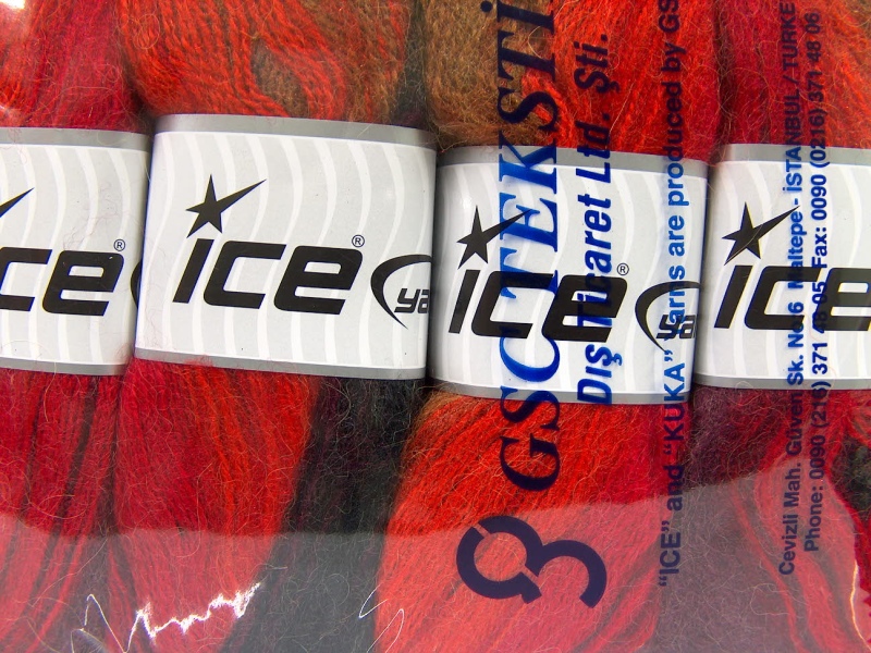 Lot of 4 x 100gr Skeins ICE ANGORA ACTIVE (25% Angora) Yarn Red Orange Green Shades Brown - photo 4