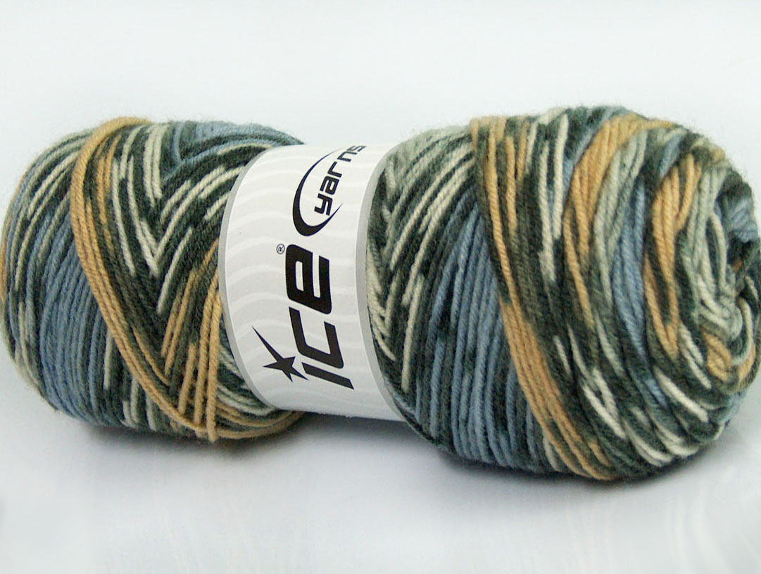 Lot of 4 x 100gr Skeins ICE BONITO ETHNIC (50% Wool) Yarn Lilac Grey Light Brown White - photo 2