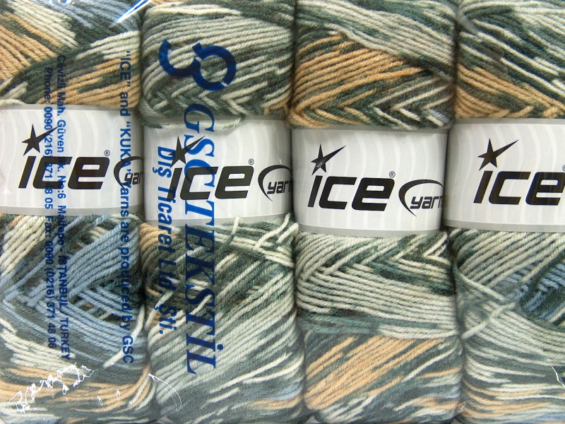 Lot of 4 x 100gr Skeins ICE BONITO ETHNIC (50% Wool) Yarn Lilac Grey Light Brown White - photo 4