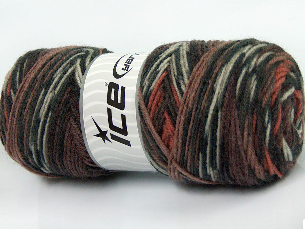 Lot of 4 x 100gr Skeins ICE BONITO ETHNIC (50% Wool) Yarn Maroon Black Grey Copper - photo 2