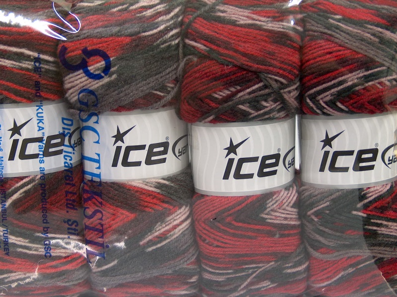 Lot of 4 x 100gr Skeins Ice Yarns BONITO ETHNIC (50% Wool) Yarn Grey Shades Red Shades - photo 4