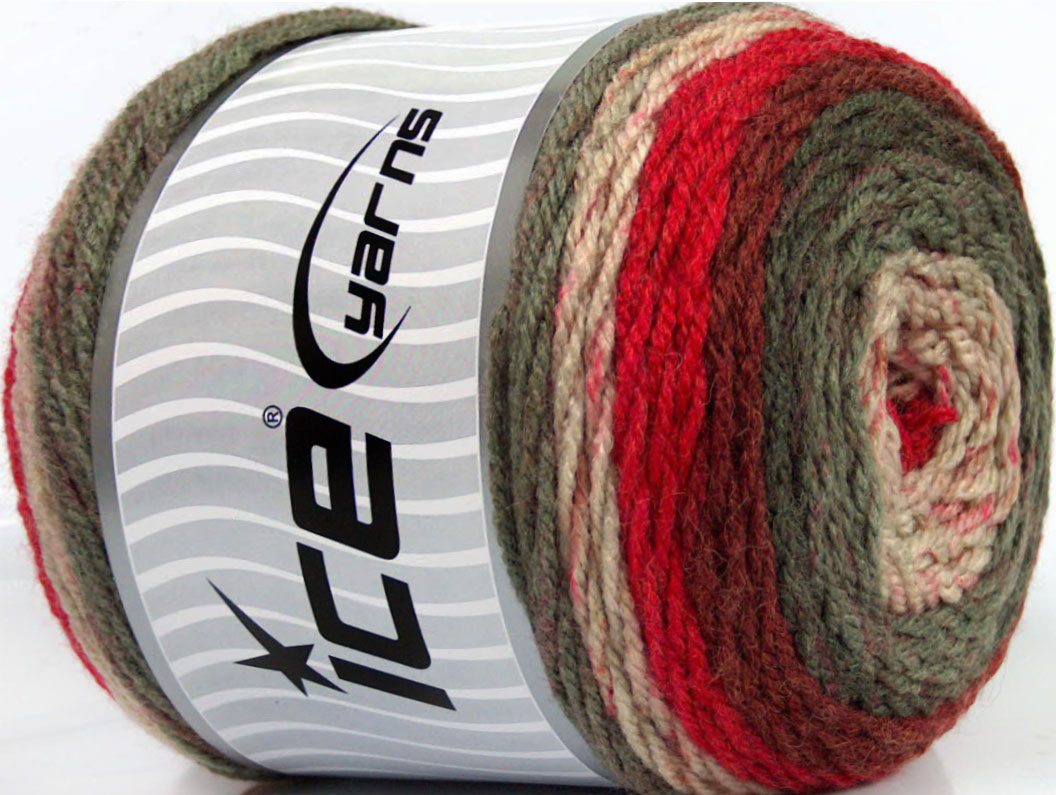 Cakes Wool Kırmızı Maron Koyu Gri Bej