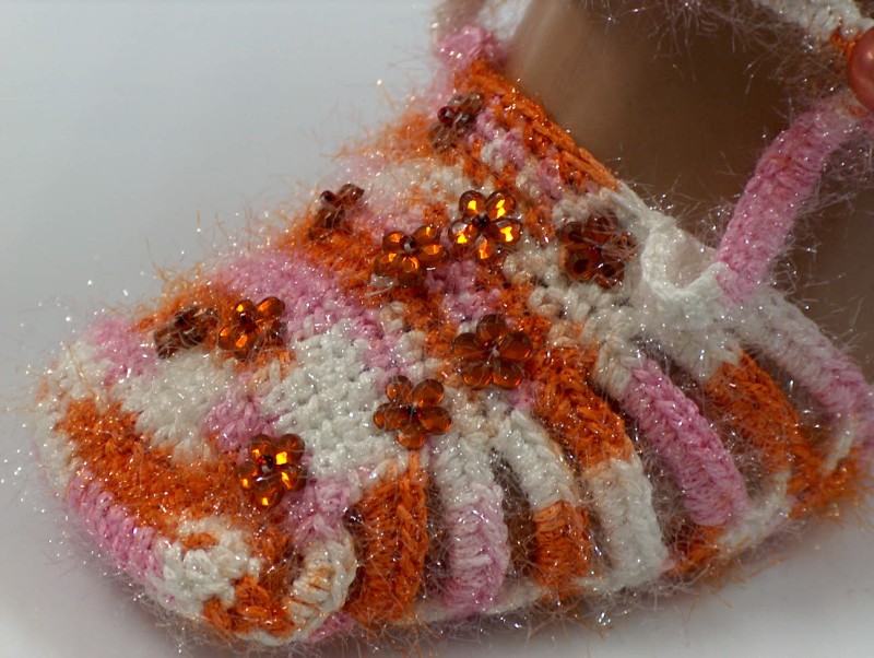 Bootees Pink, Orange, White