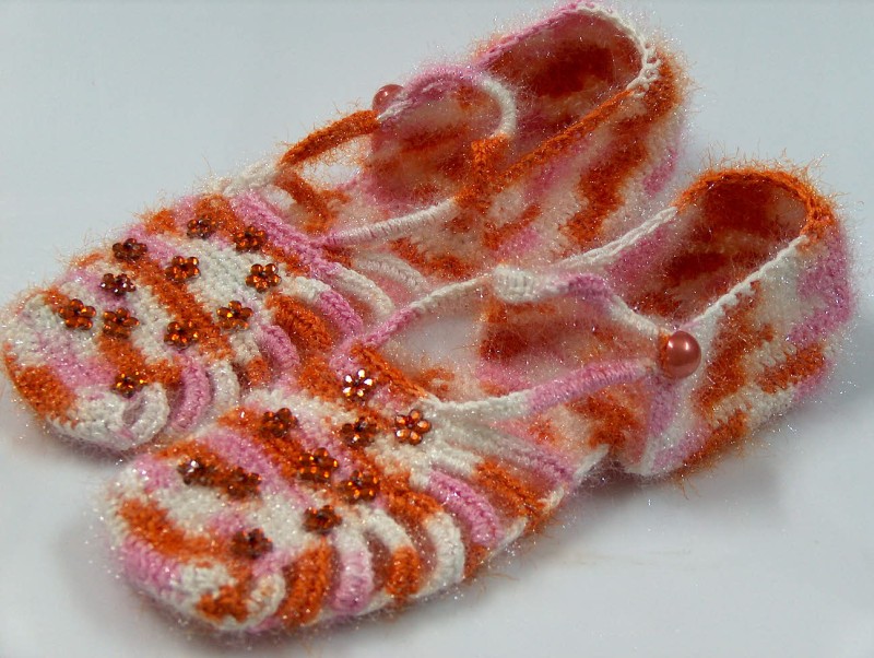 Bootees Pink, Orange, White