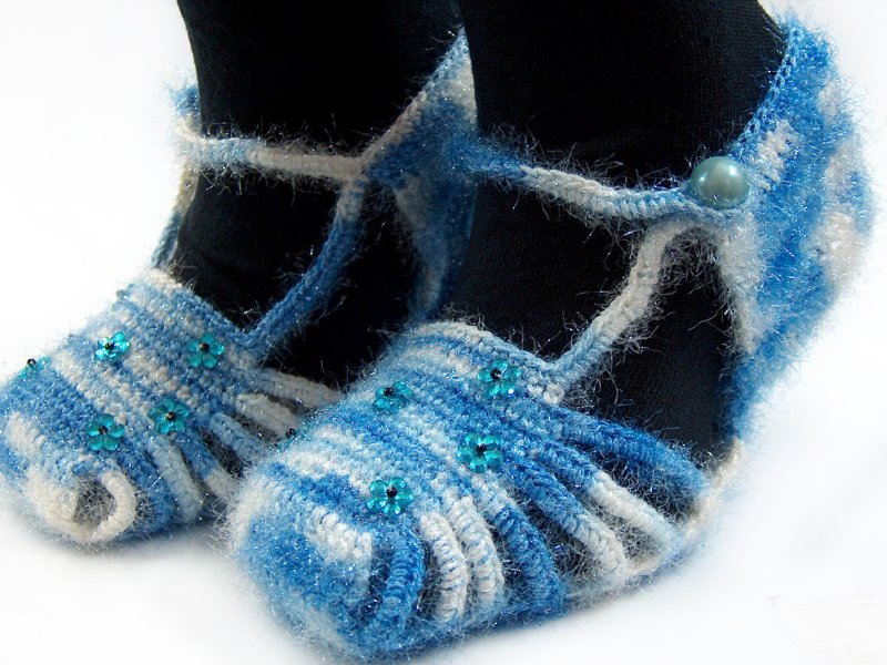 Bootees Blue, White