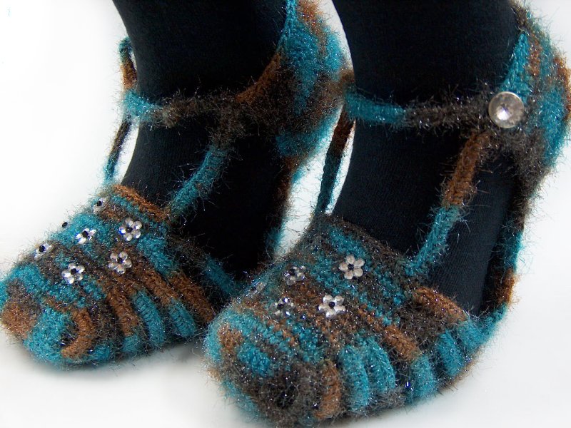 Bootees Turquoise, Brown, Black