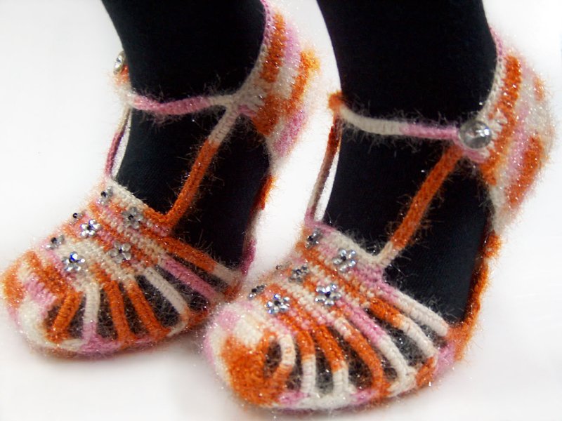 Bootees Orange, Pink, White