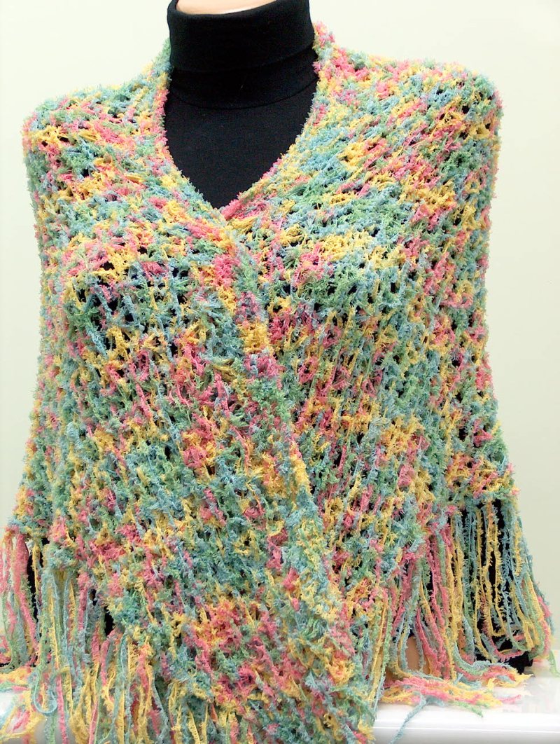 Shawl Green, Yellow, Pink