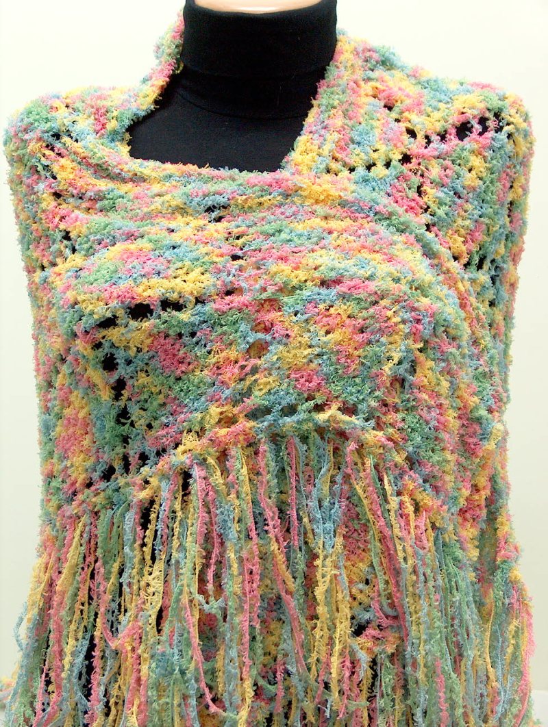 Shawl Green, Yellow, Pink