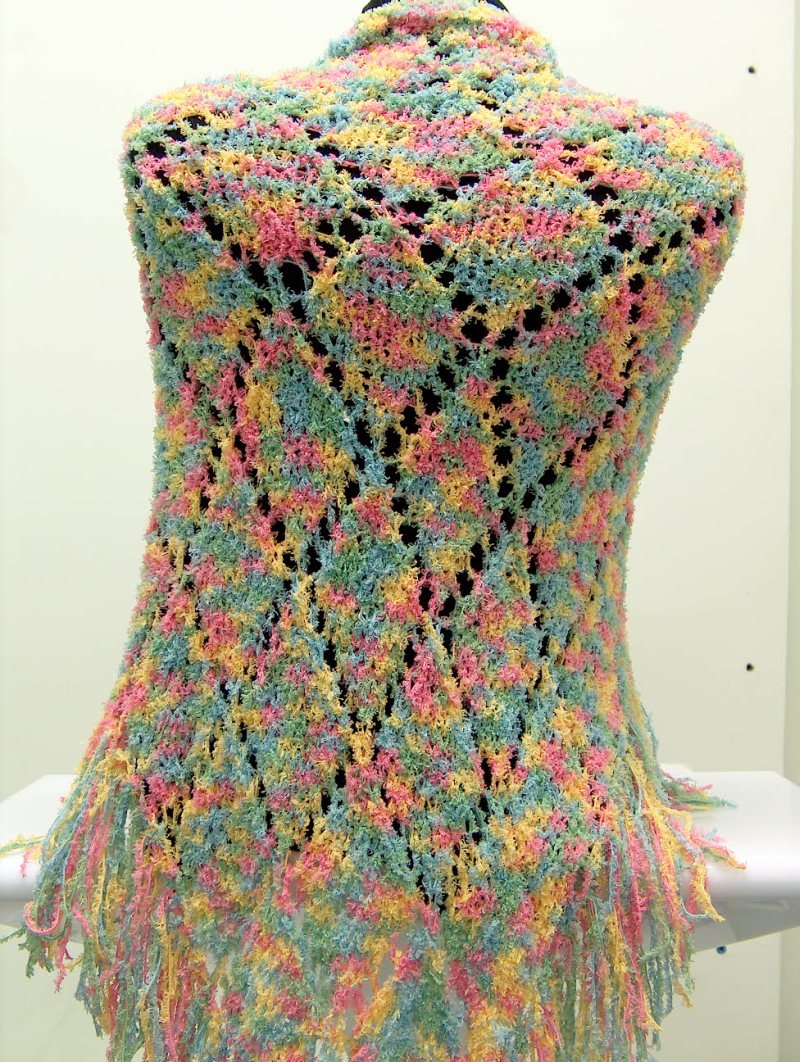 Shawl Green, Yellow, Pink