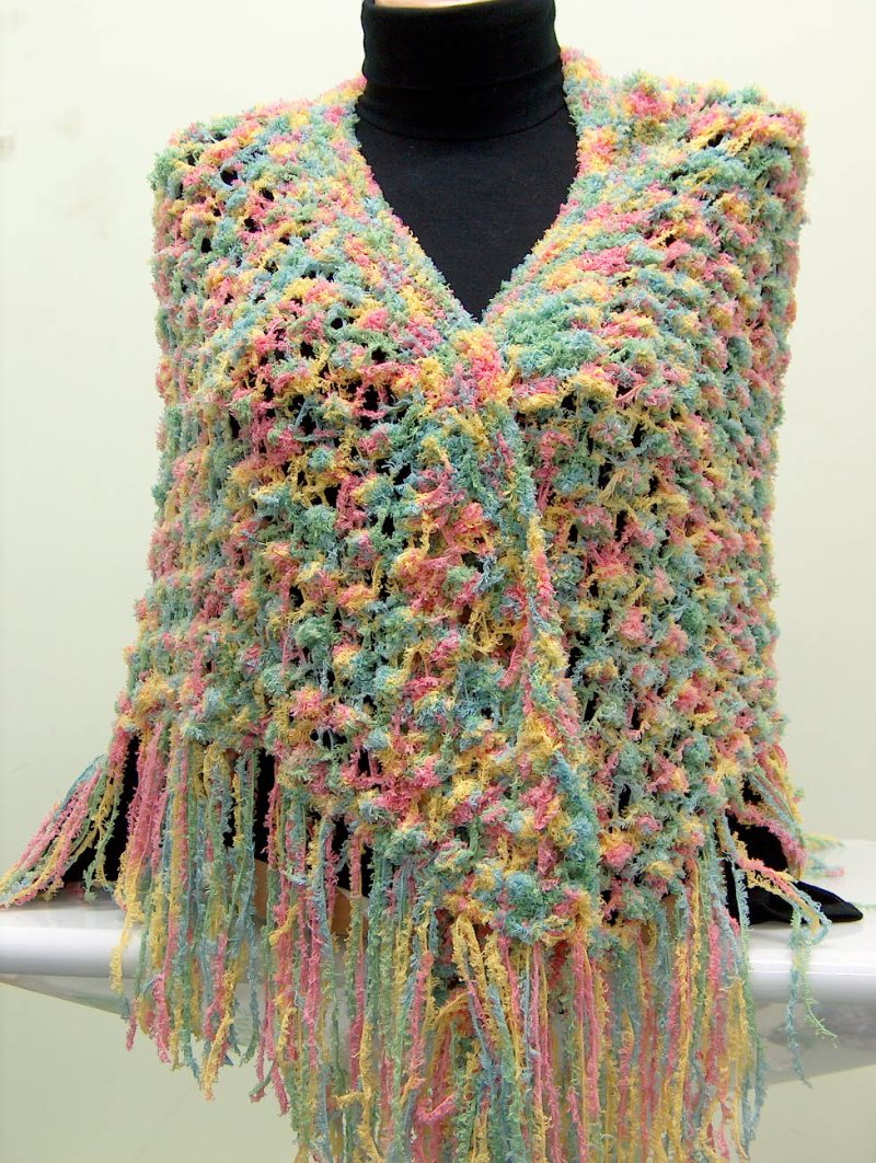 Shawl Green, Yellow, Pink