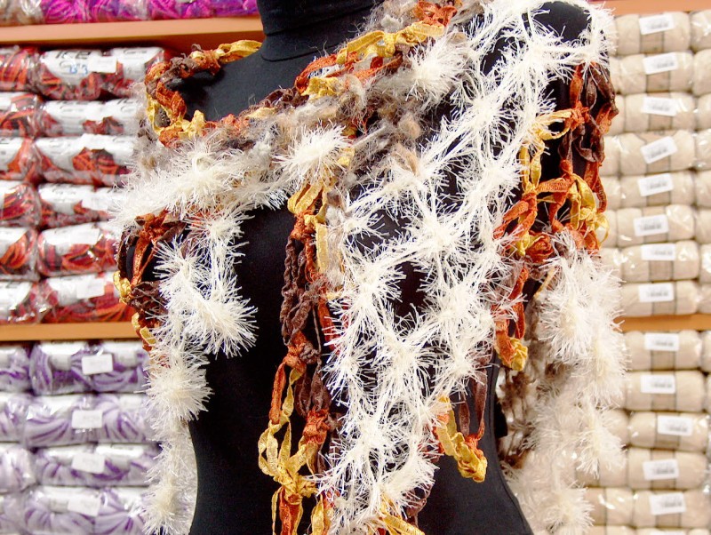 Shawl Brown Shades, Orange, Cream